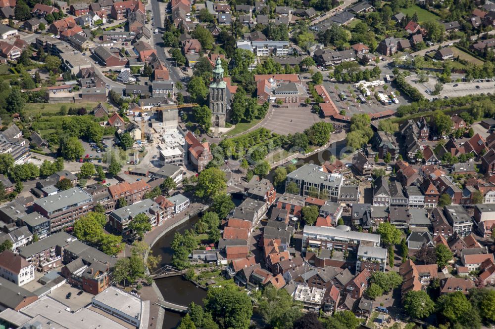 Nordhorn von oben - Altstadtbereich und Innenstadtzentrum in Nordhorn im Bundesland Niedersachsen, Deutschland