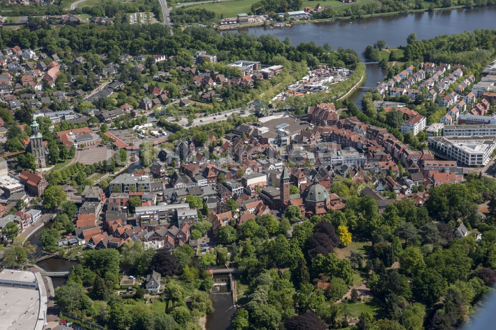 Nordhorn von oben - Altstadtbereich und Innenstadtzentrum in Nordhorn im Bundesland Niedersachsen, Deutschland