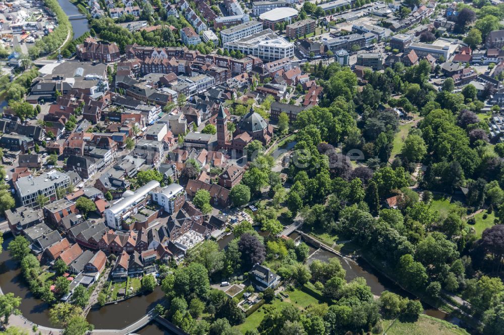 Nordhorn aus der Vogelperspektive: Altstadtbereich und Innenstadtzentrum in Nordhorn im Bundesland Niedersachsen, Deutschland