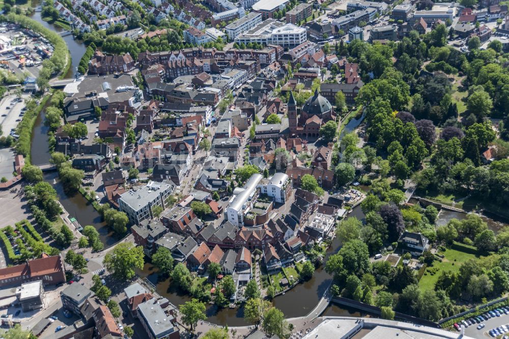 Luftaufnahme Nordhorn - Altstadtbereich und Innenstadtzentrum in Nordhorn im Bundesland Niedersachsen, Deutschland