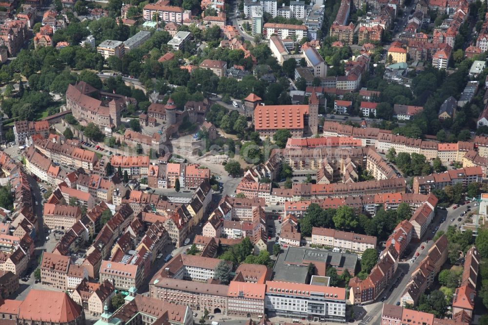 Luftaufnahme Nürnberg - Altstadtbereich und Innenstadtzentrum in Nürnberg im Bundesland Bayern