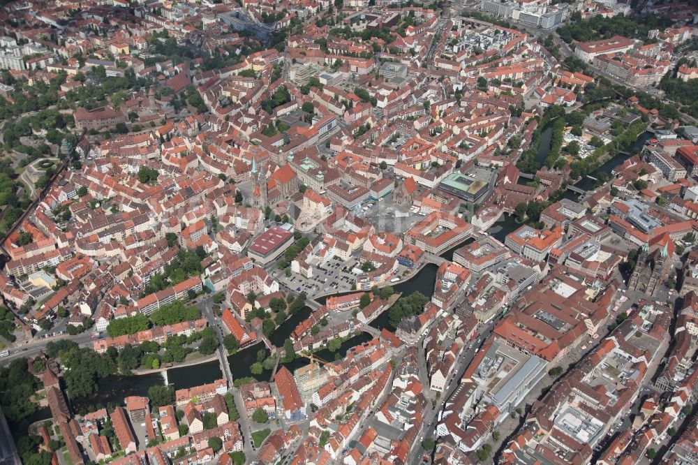 Luftaufnahme Nürnberg - Altstadtbereich und Innenstadtzentrum in Nürnberg im Bundesland Bayern