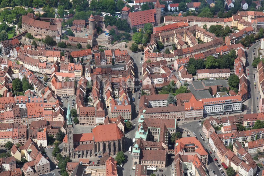 Nürnberg von oben - Altstadtbereich und Innenstadtzentrum in Nürnberg im Bundesland Bayern, Deutschland