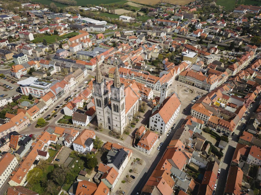 Oschatz aus der Vogelperspektive: Altstadtbereich und Innenstadtzentrum in Oschatz im Bundesland Sachsen, Deutschland