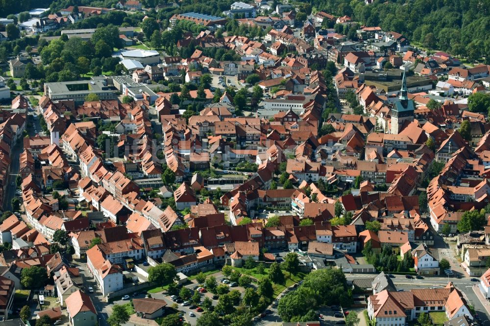 Osterode am Harz von oben - Altstadtbereich und Innenstadtzentrum in Osterode am Harz im Bundesland Niedersachsen, Deutschland