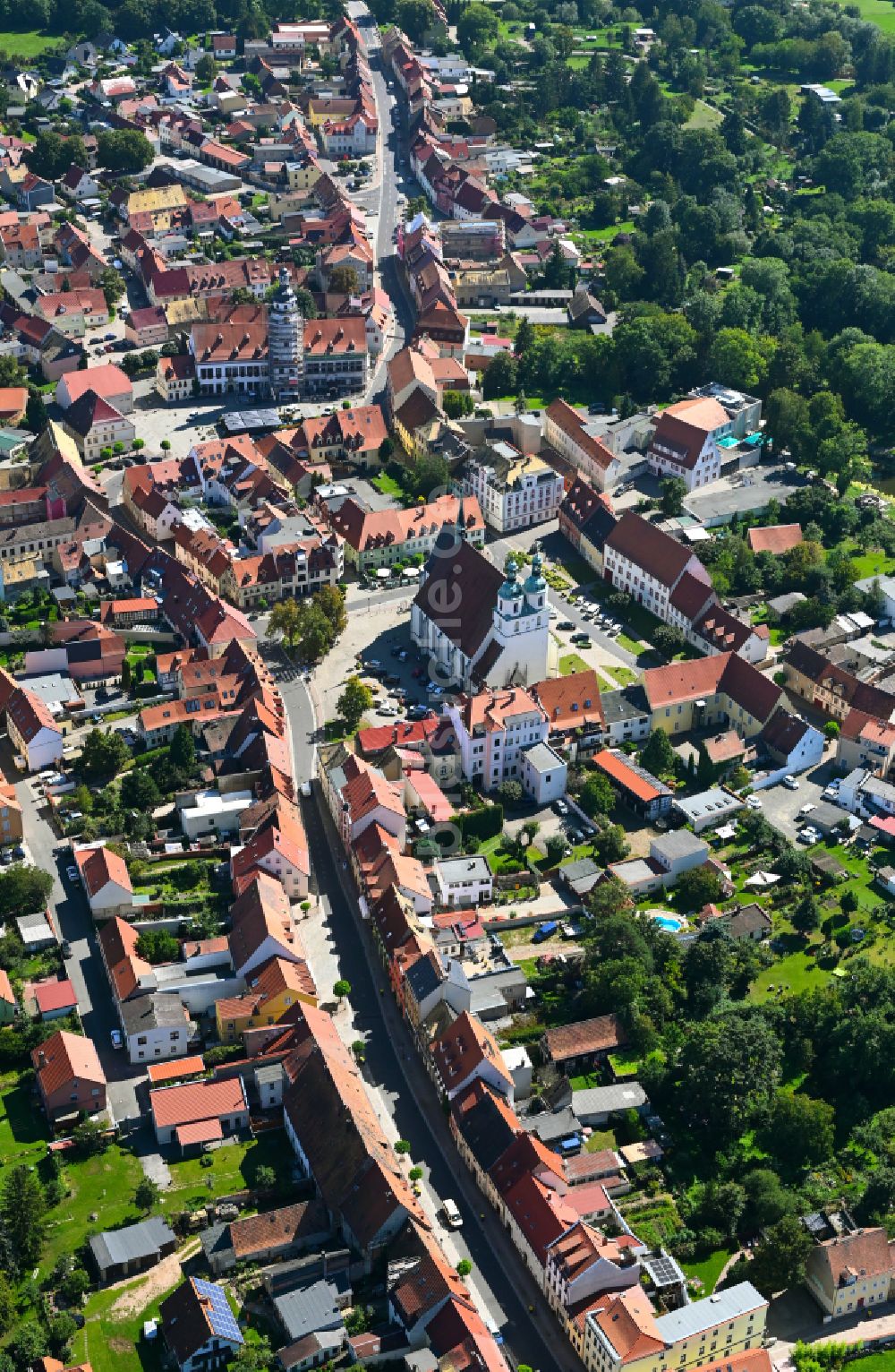 Luftaufnahme Pegau - Altstadtbereich und Innenstadtzentrum in Pegau im Bundesland Sachsen, Deutschland