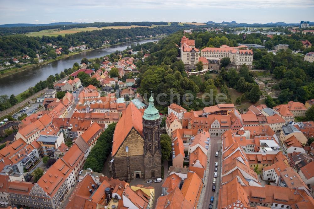 Luftaufnahme Pirna - Altstadtbereich und Innenstadtzentrum in Pirna im Bundesland Sachsen, Deutschland