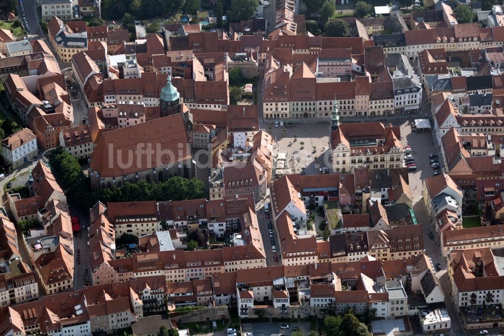 Pirna von oben - Altstadtbereich und Innenstadtzentrum in Pirna im Bundesland Sachsen, Deutschland