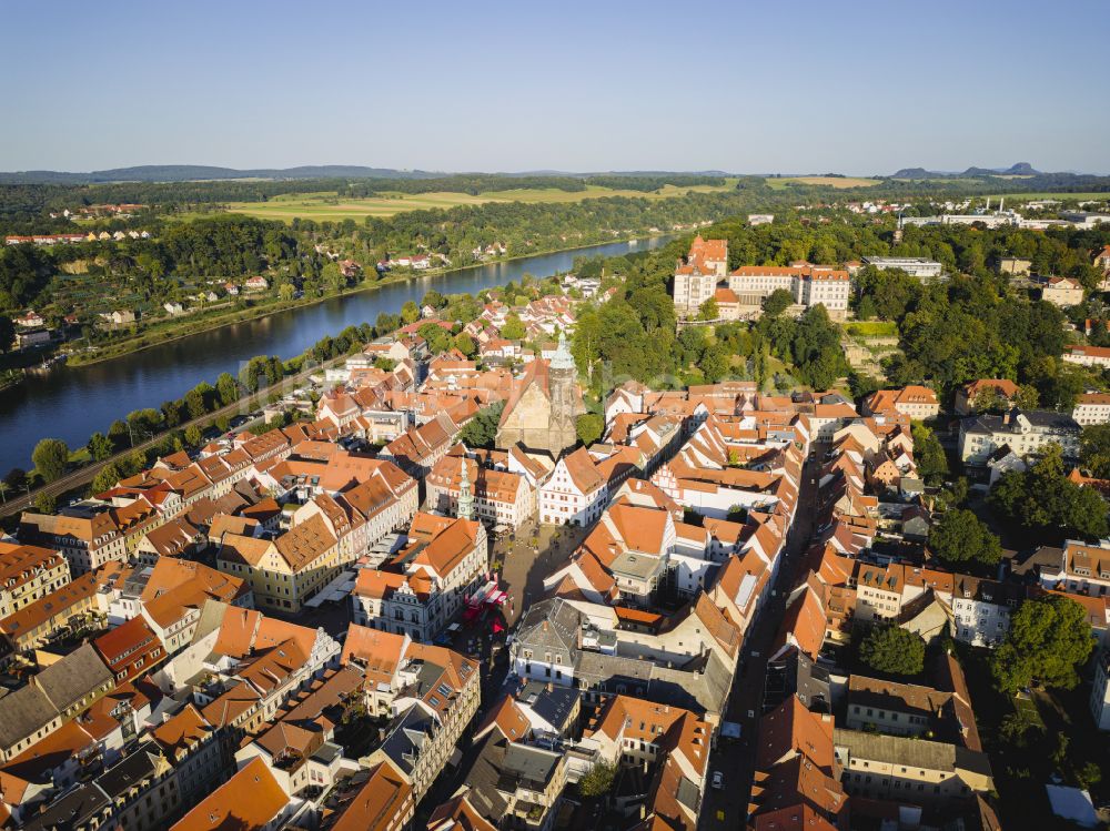 Luftbild Pirna - Altstadtbereich und Innenstadtzentrum in Pirna im Bundesland Sachsen, Deutschland