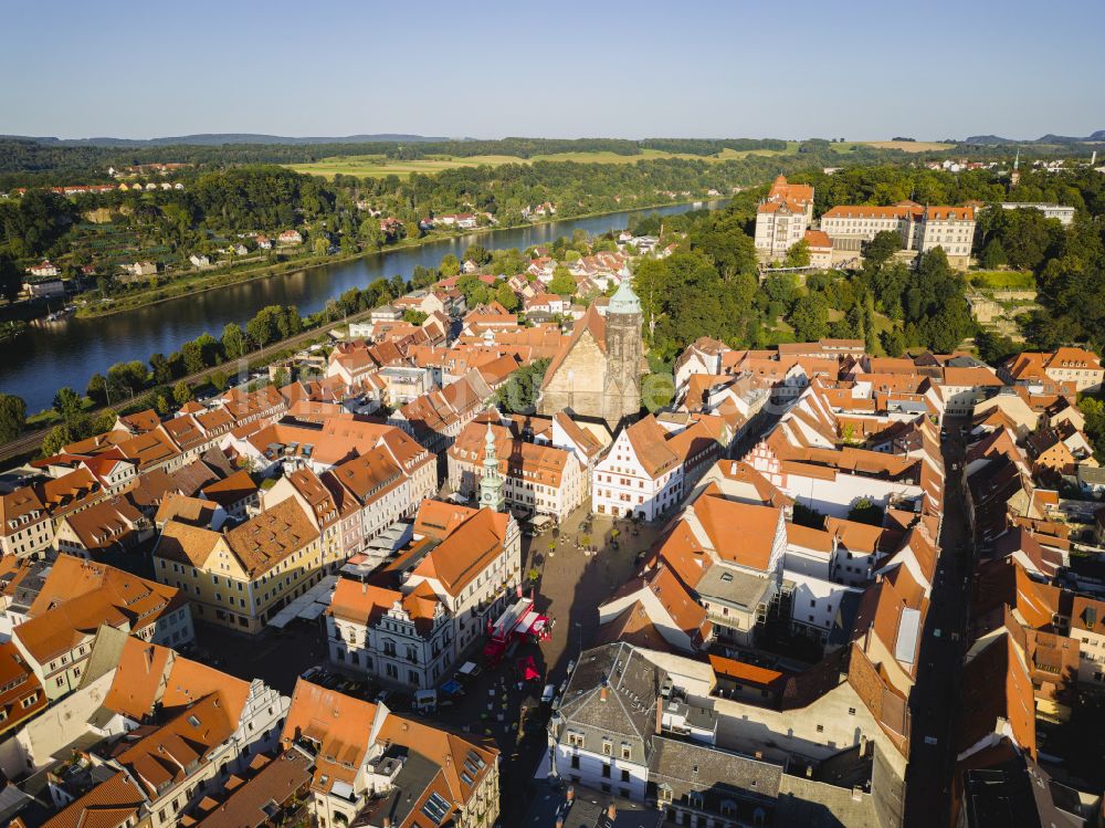 Luftaufnahme Pirna - Altstadtbereich und Innenstadtzentrum in Pirna im Bundesland Sachsen, Deutschland