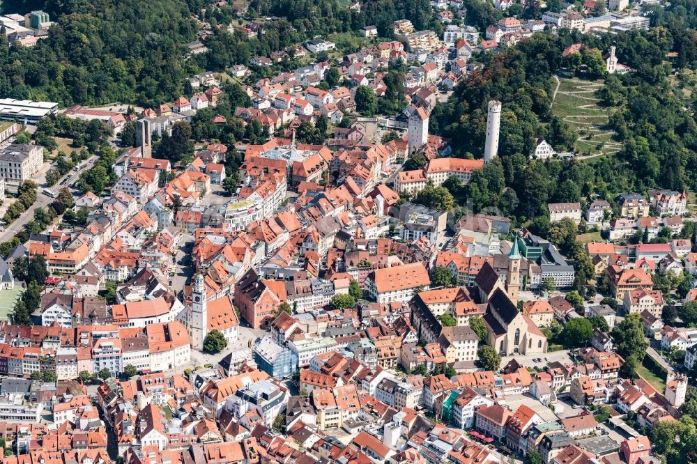 Ravensburg aus der Vogelperspektive: Altstadtbereich und Innenstadtzentrum in Ravensburg im Bundesland Baden-Württemberg, Deutschland