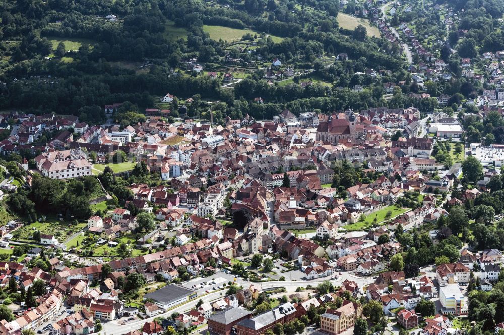 Schmalkalden aus der Vogelperspektive: Altstadtbereich und Innenstadtzentrum in Schmalkalden im Bundesland Thüringen, Deutschland