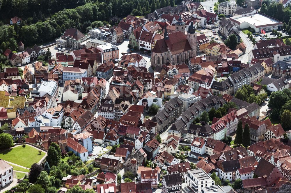 Luftaufnahme Schmalkalden - Altstadtbereich und Innenstadtzentrum in Schmalkalden im Bundesland Thüringen, Deutschland