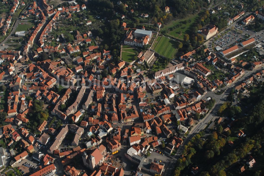 Schmalkalden aus der Vogelperspektive: Altstadtbereich und Innenstadtzentrum in Schmalkalden im Bundesland Thüringen, Deutschland