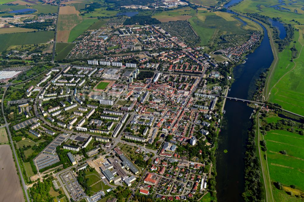 Schwedt/Oder von oben - Altstadtbereich und Innenstadtzentrum in Schwedt/Oder im Bundesland Brandenburg, Deutschland