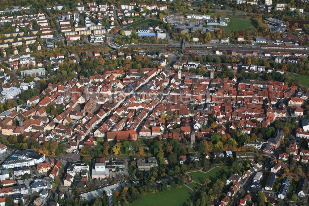 Luftaufnahme Villingen-Schwenningen - Altstadtbereich und Innenstadtzentrum vom Stadtteil Villingen in Villingen-Schwenningen im Bundesland Baden-Württemberg, Deutschland