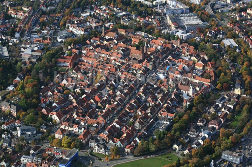 Villingen-Schwenningen aus der Vogelperspektive: Altstadtbereich und Innenstadtzentrum vom Stadtteil Villingen in Villingen-Schwenningen im Bundesland Baden-Württemberg, Deutschland