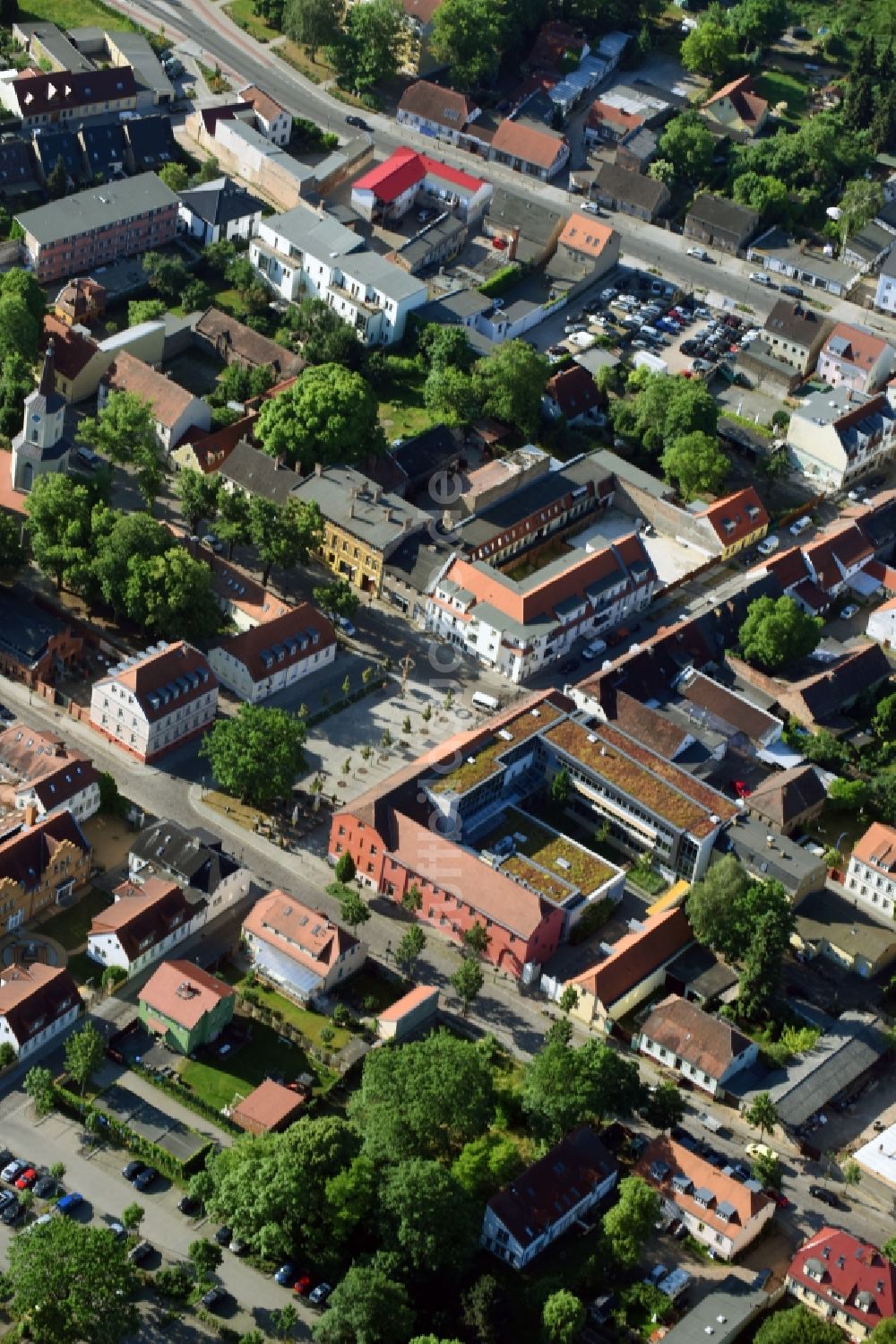 Teltow von oben - Altstadtbereich und Innenstadtzentrum in Teltow im Bundesland Brandenburg, Deutschland