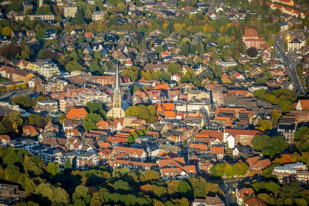 Werne von oben - Altstadtbereich und Innenstadtzentrum in Werne im Bundesland Nordrhein-Westfalen