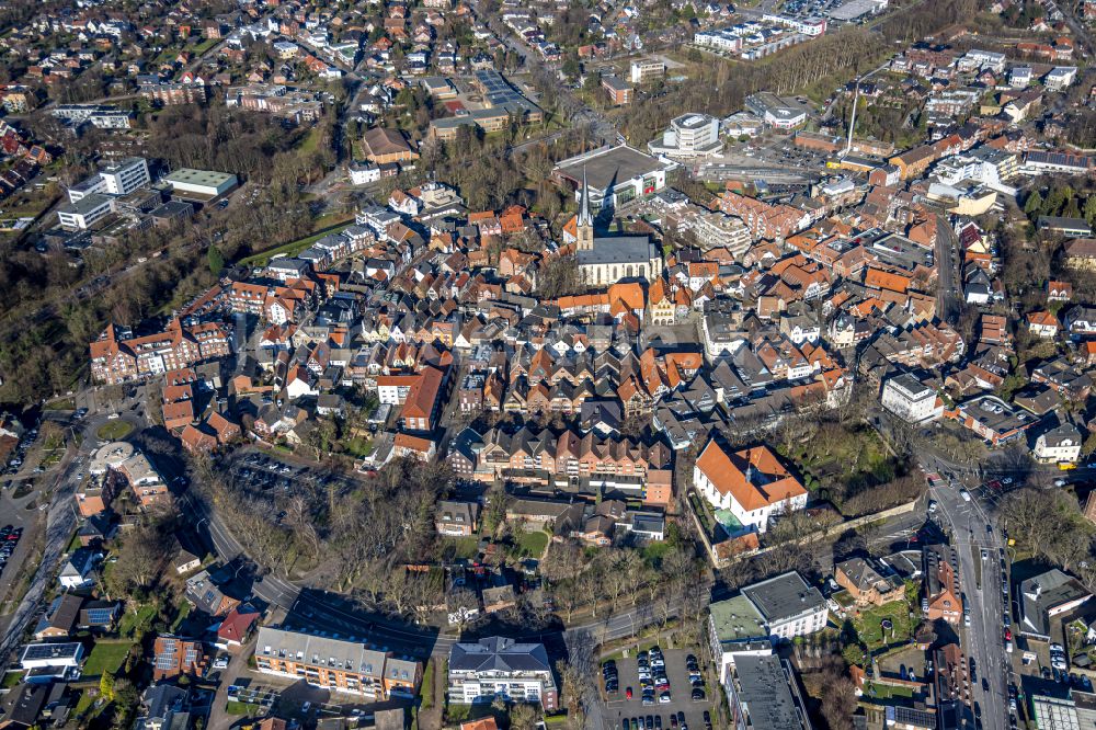 Werne von oben - Altstadtbereich und Innenstadtzentrum in Werne im Bundesland Nordrhein-Westfalen, Deutschland