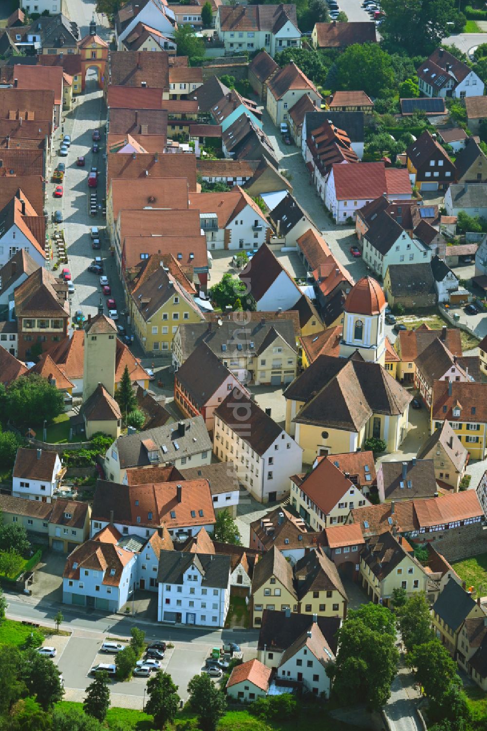 Windsbach aus der Vogelperspektive: Altstadtbereich und Innenstadtzentrum in Windsbach im Bundesland Bayern, Deutschland