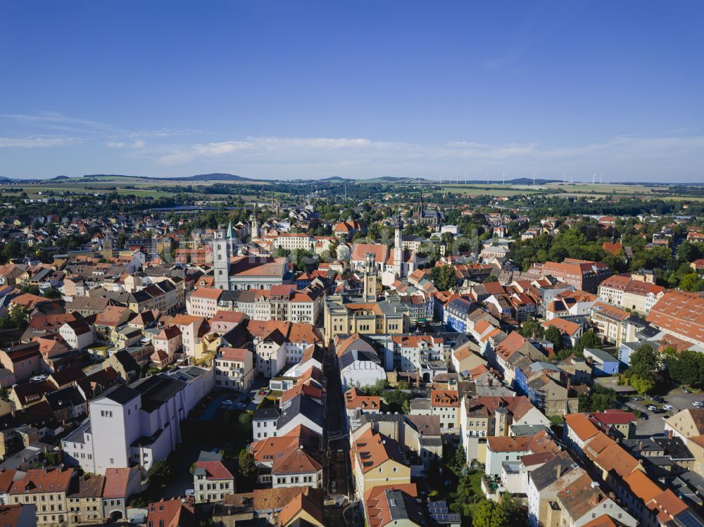 Zittau von oben - Altstadtbereich und Innenstadtzentrum von Zittau im Bundesland Sachsen, Deutschland