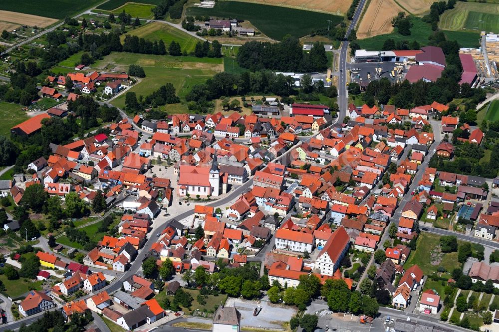 Stadtlauringen von oben - Altstadtbereich in Stadtlauringen im Bundesland Bayern, Deutschland