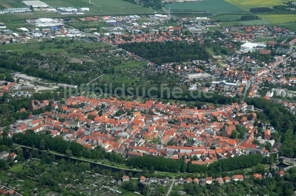 Gardelegen von oben - Altstadtkern der Hansestadt Gardelegen in Sachsen-Anhalt