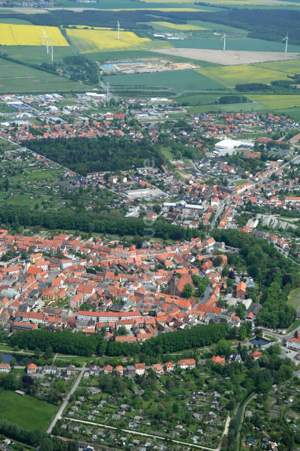 Gardelegen aus der Vogelperspektive: Altstadtkern der Hansestadt Gardelegen in Sachsen-Anhalt