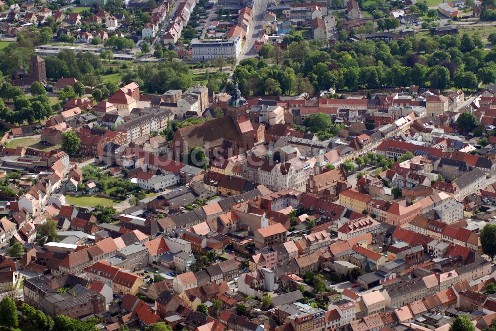 Luftbild Wittstock - Altstadtkern und das Stadtzentrum von Wittstock/Dosse