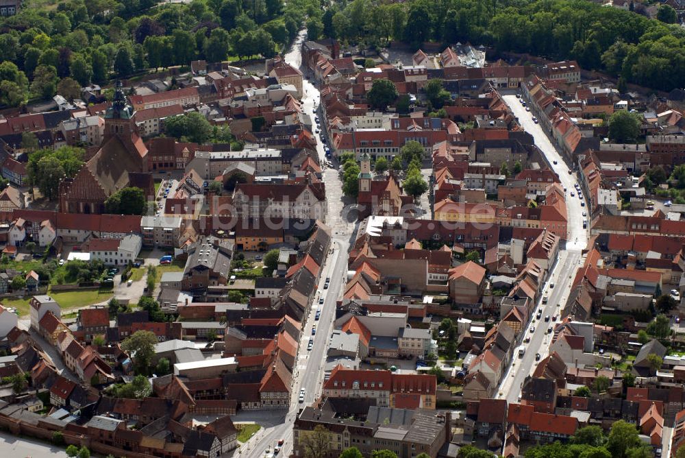 Wittstock von oben - Altstadtkern und das Stadtzentrum von Wittstock/Dosse