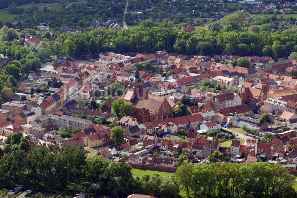 Wittstock von oben - Altstadtkern und das Stadtzentrum von Wittstock/Dosse