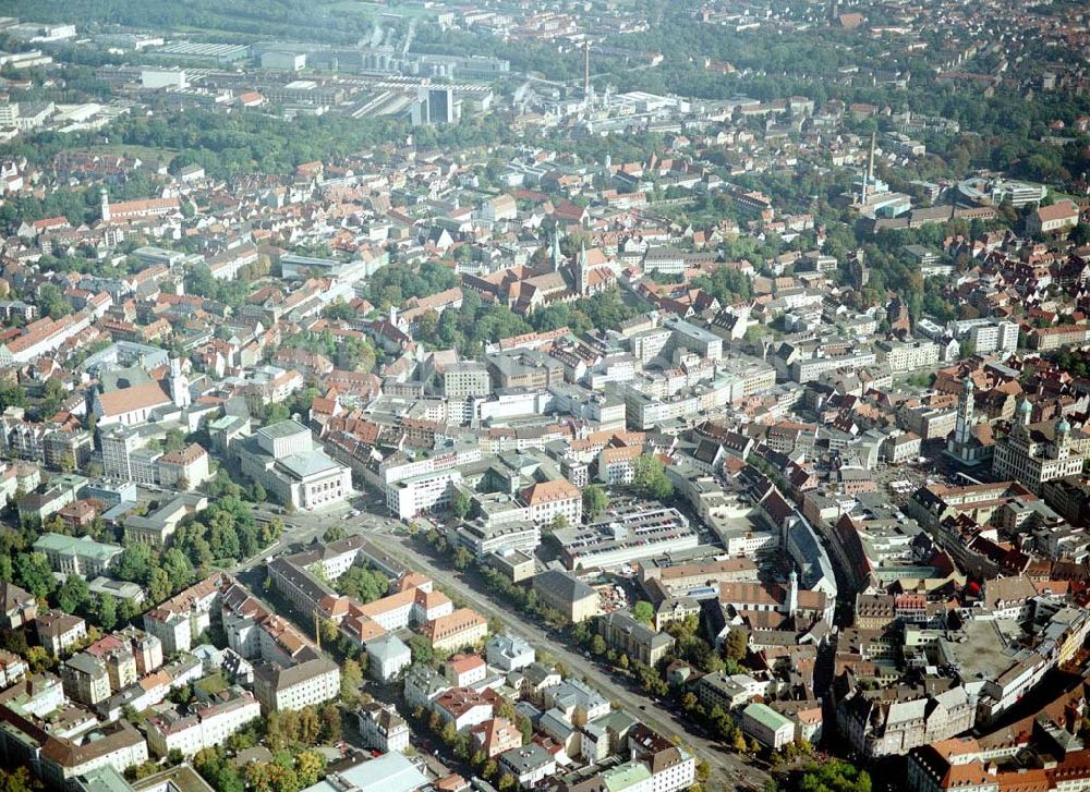 Luftaufnahme Augsburg - Altstadtzentrum in Augsburg.