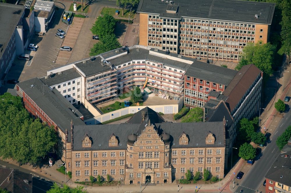 Oberhausen von oben - Amtsgericht an der Gerichtsstraße in Oberhausen im Bundesland Nordrhein-Westfalen