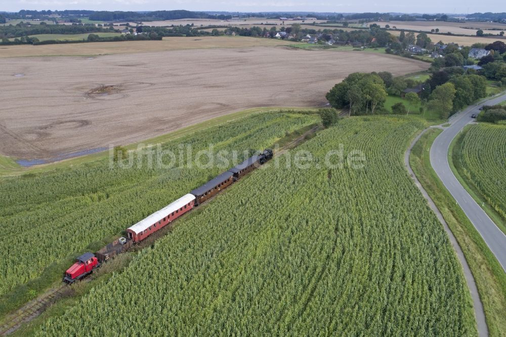 Scheggerott von oben - Angelner Dampfeisenbahn bei Scheggerott im Bundesland Schleswig-Holstein, Deutschland