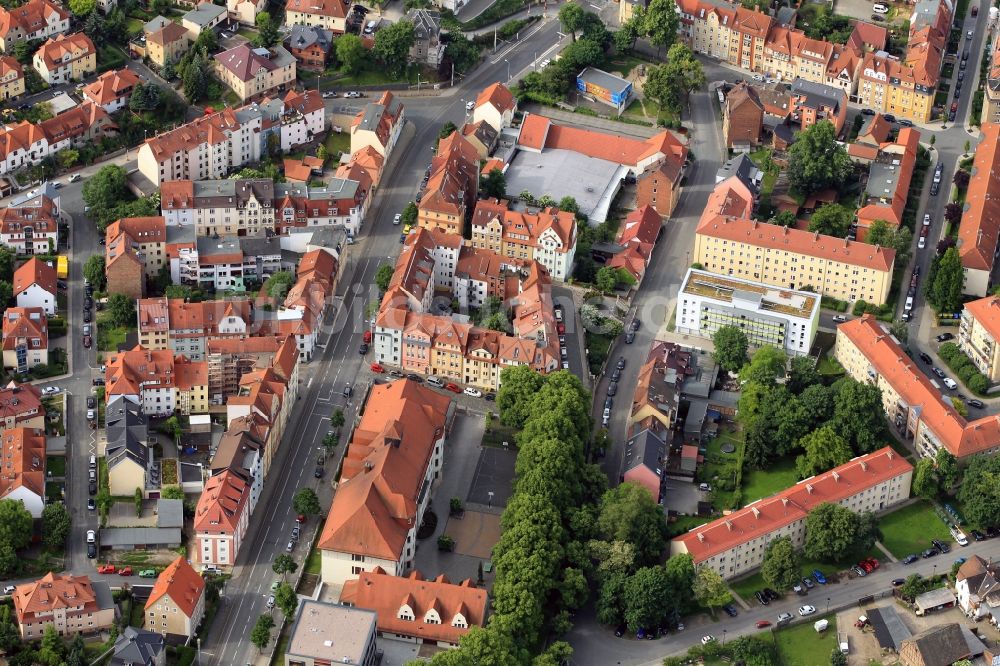 Jena aus der Vogelperspektive: Angergymnasium in der KArl-Liebknecht-Straße in Jena im Bundesland Thüringen