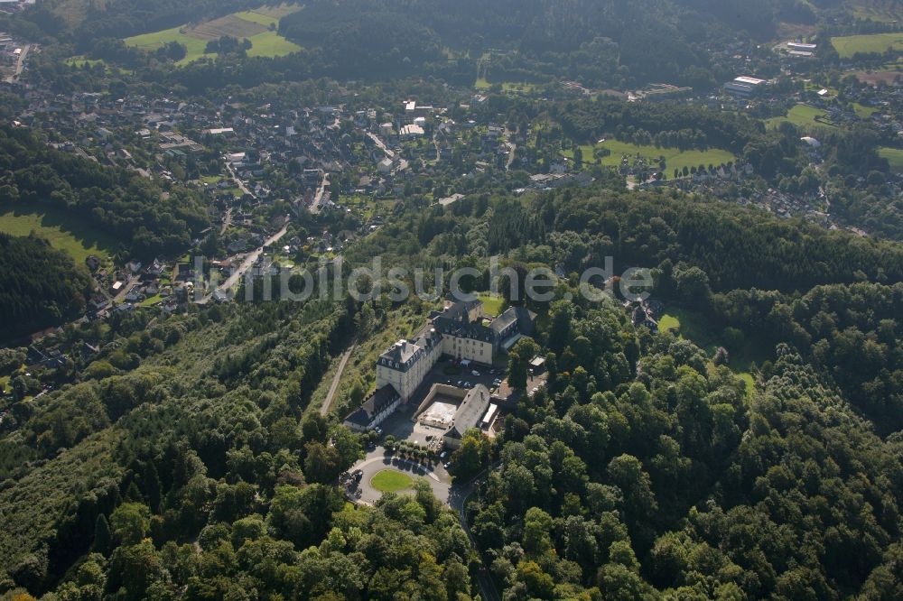 Bad Laasphe aus der Vogelperspektive: Anlage des Schloss Wittgenstein bei Bad Laasphe im Bundesland Nordrhein-Westfalen