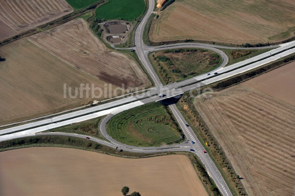 Luftaufnahme Mühlau - Anschlussstelle Mühlau an der Autobahn BAB A 72 in Sachsen