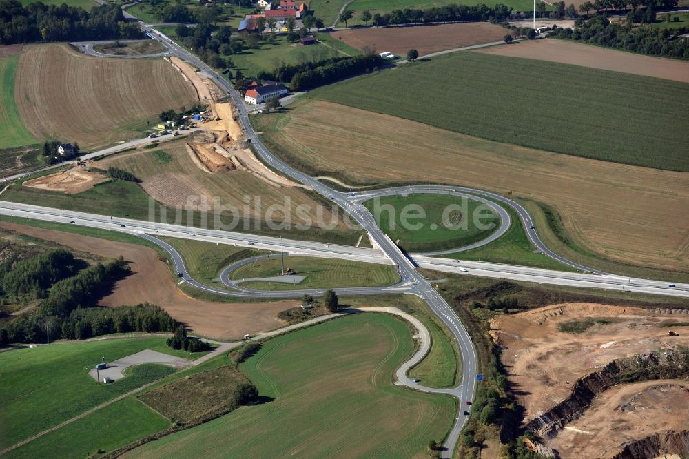 Luftbild Penig - Anschlussstelle Penig an der Autobahn BAB A 72 in Sachsen