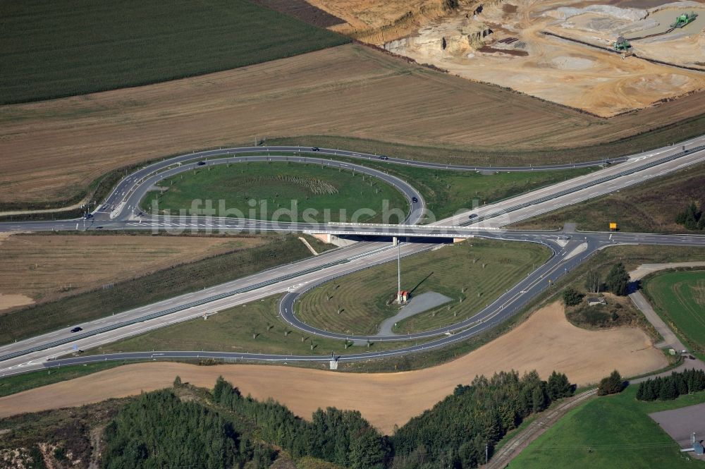 Luftaufnahme Penig - Anschlussstelle Penig an der Autobahn BAB A 72 in Sachsen