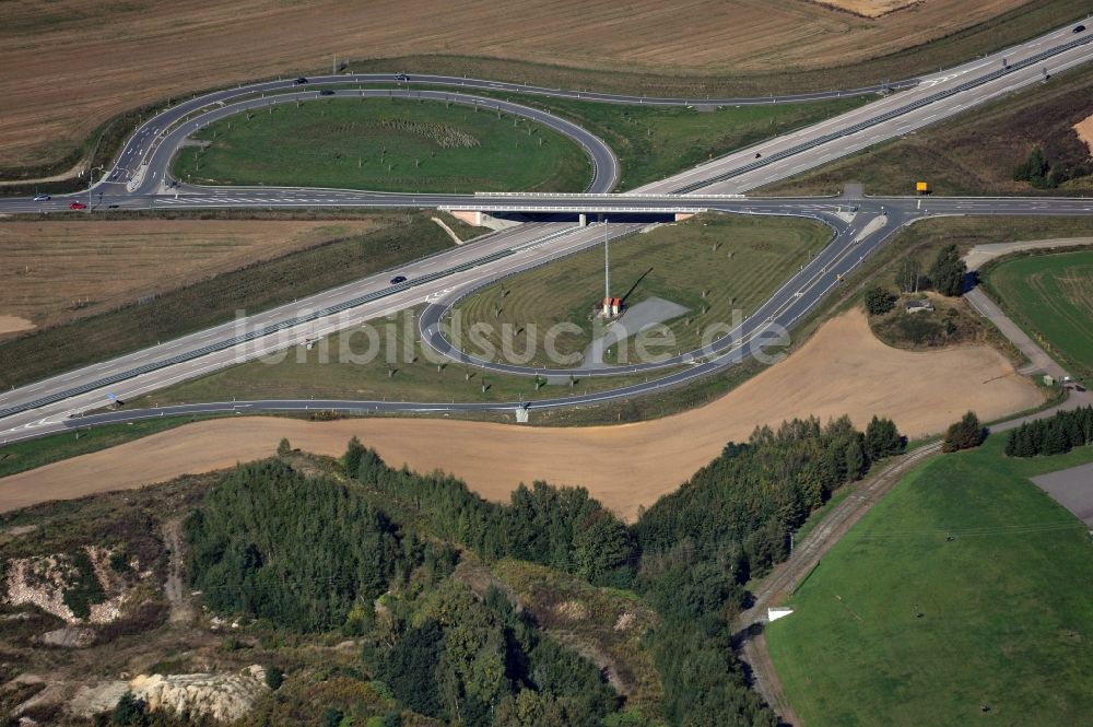 Penig von oben - Anschlussstelle Penig an der Autobahn BAB A 72 in Sachsen