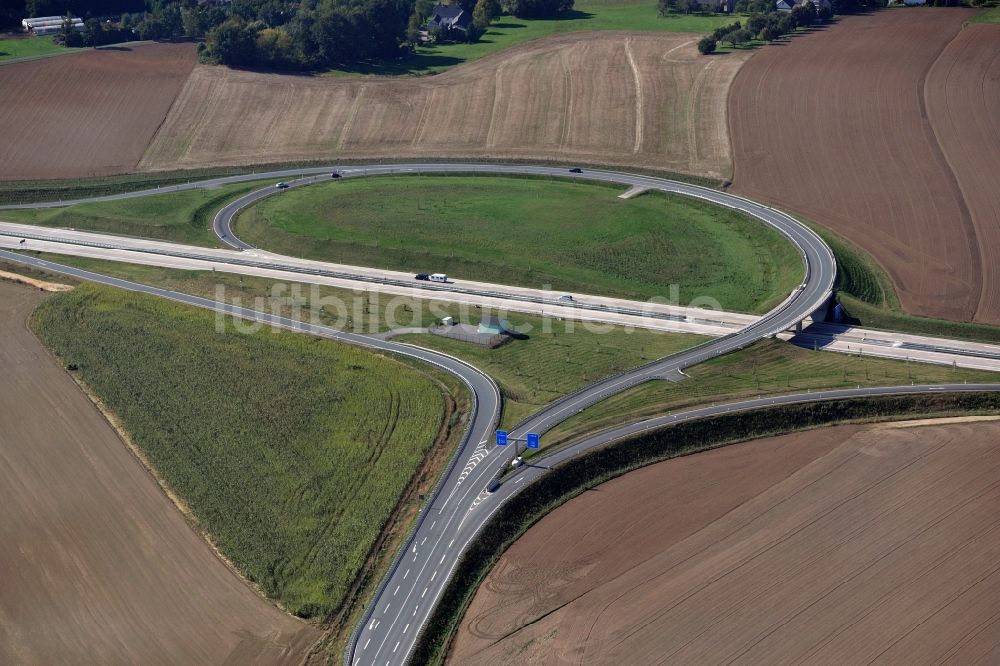 Gräfenhain von oben - Anschlussstelle Rochlitz an der Autobahn BAB A 72 in Sachsen