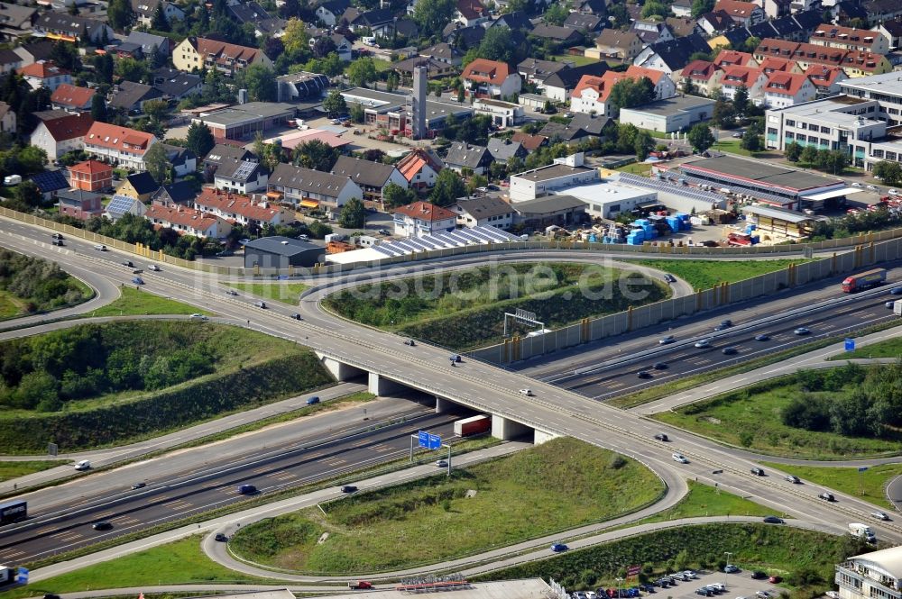 Weiterstadt von oben - Anschlussstelle A5 in Weiterstadt im Bundesland Hessen