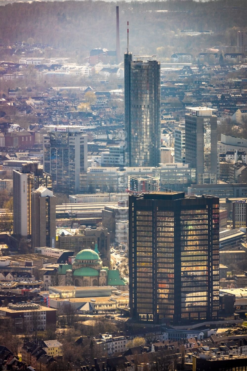 Essen aus der Vogelperspektive: Ansicht der Innenstadt von Essen im Bundesland Nordrhein-Westfalen, Deutschland