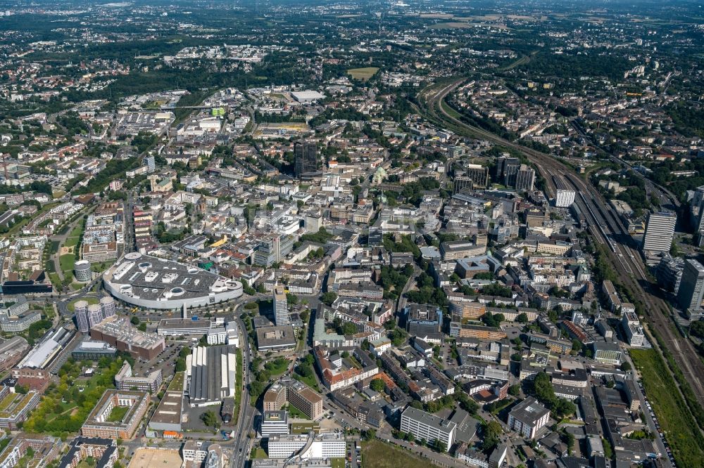 Essen von oben - Ansicht der Innenstadt von Essen im Bundesland Nordrhein-Westfalen, Deutschland