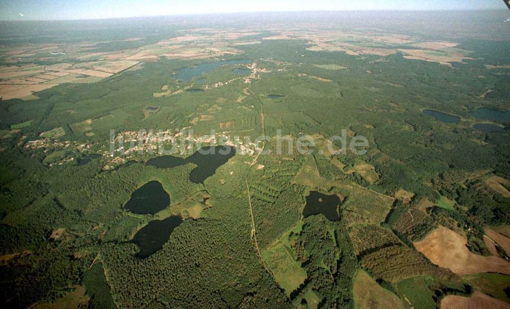 Buckow / Märkische Schweiz von oben - Ansicht der Märkischen Schweiz um Buckow / Brandenburg aus 5000 ft Höhe aus einer C172 25.09.1997