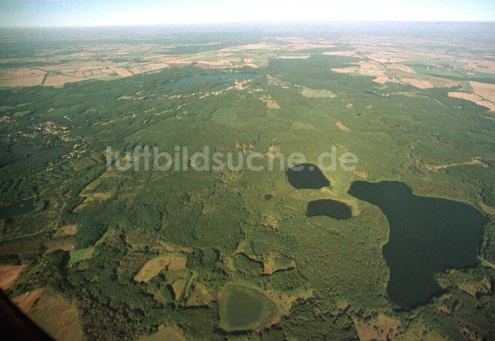 Buckow / Märkische Schweiz von oben - Ansicht der Märkischen Schweiz um Buckow / Brandenburg aus 5000 ft Höhe aus einer C172 25.09.1997