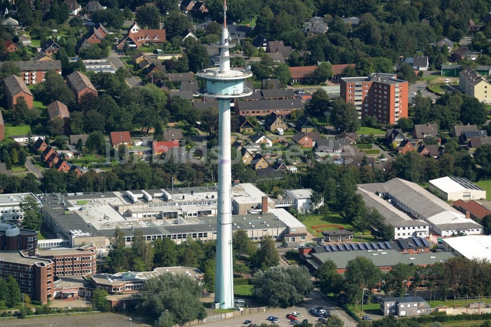 Luftaufnahme Heide - Antennen- Sendeturm und Funkmast in Heide im Bundesland Schleswig-Holstein