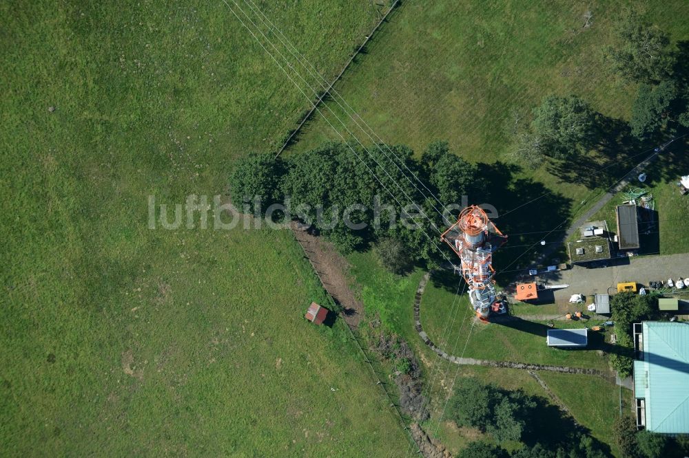 Luftaufnahme Lingen (Ems) - Antennen- Sendeturm und Funkmast des Norddeutscher Rundfunk in Lingen (Ems) im Bundesland Niedersachsen