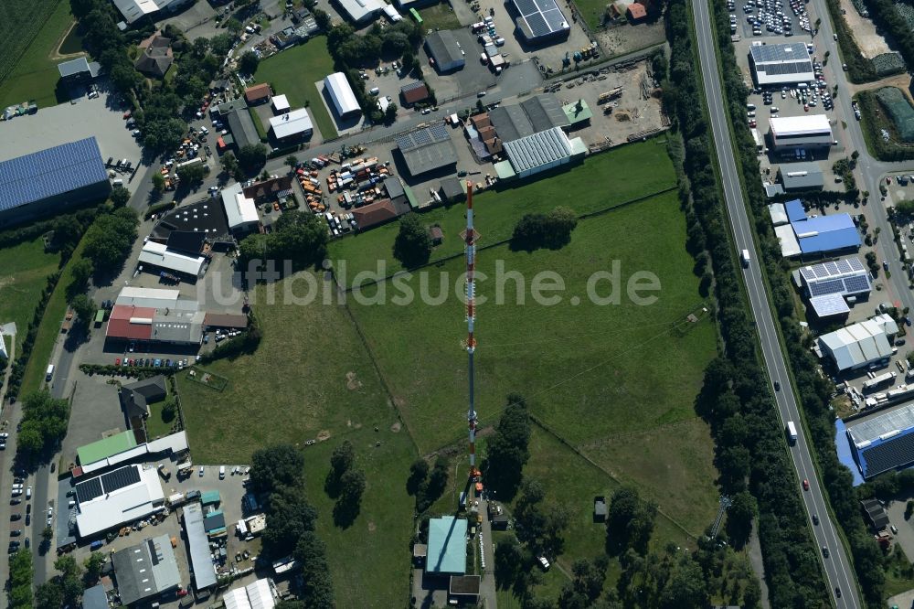 Luftaufnahme Lingen (Ems) - Antennen- Sendeturm und Funkmast des Norddeutscher Rundfunk in Lingen (Ems) im Bundesland Niedersachsen